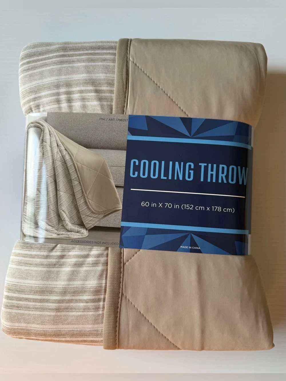 Cooling Throw Blanket 60x70 Beige Striped Reversible Supersoft Lightweight New